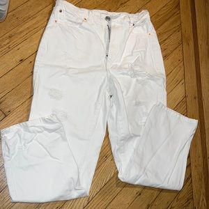 White Distressed Vintage Straight Leg Jeans